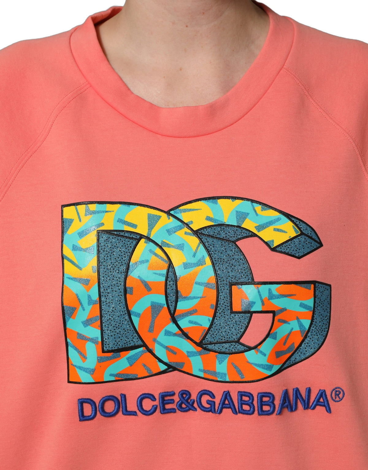 Dolce & Gabbana Pink Graphic Crew Neck Cropped Sweatshirt Women's Sweater (Pre-Owned)