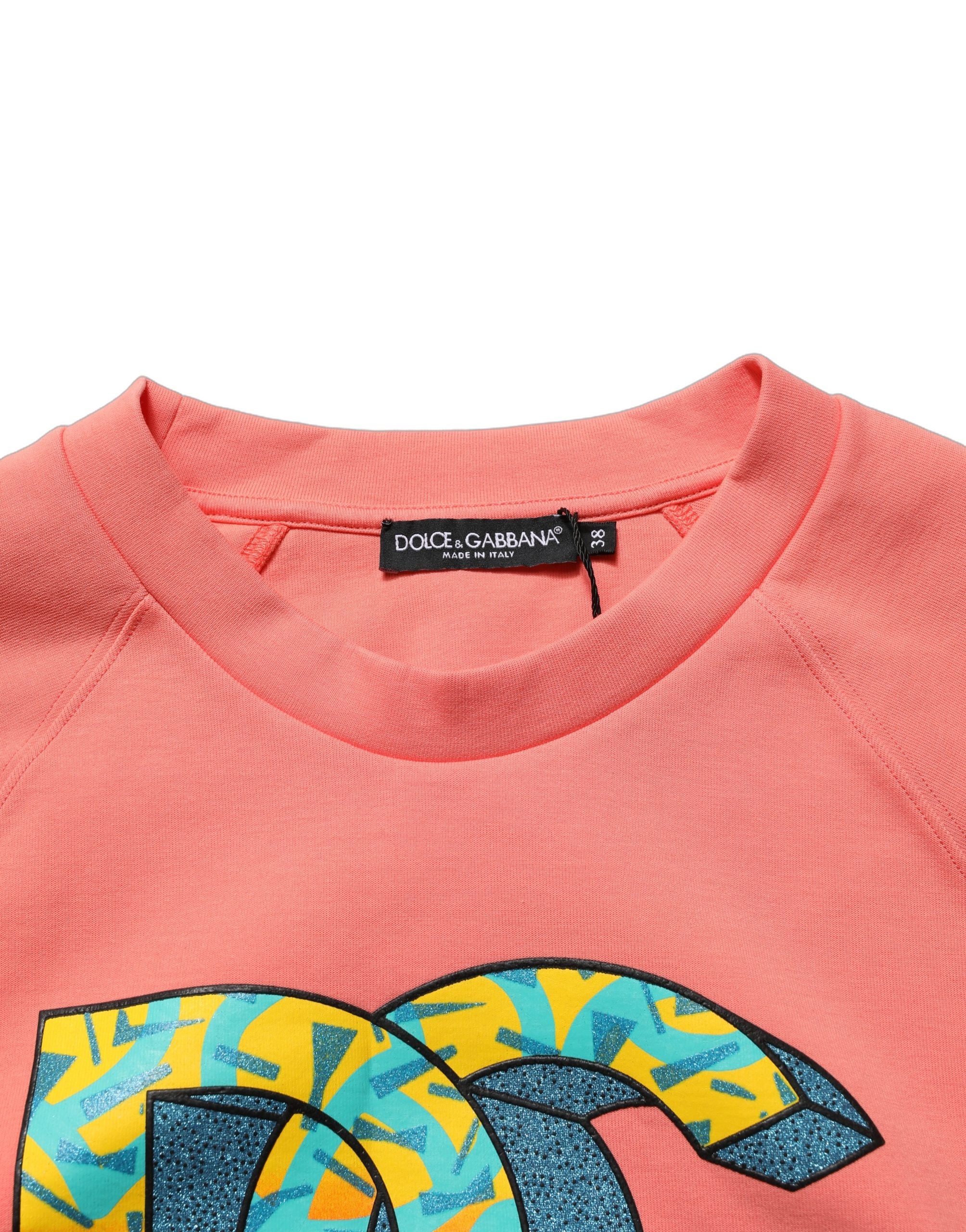 Dolce & Gabbana Pink Graphic Crew Neck Cropped Sweatshirt Women's Sweater (Pre-Owned)