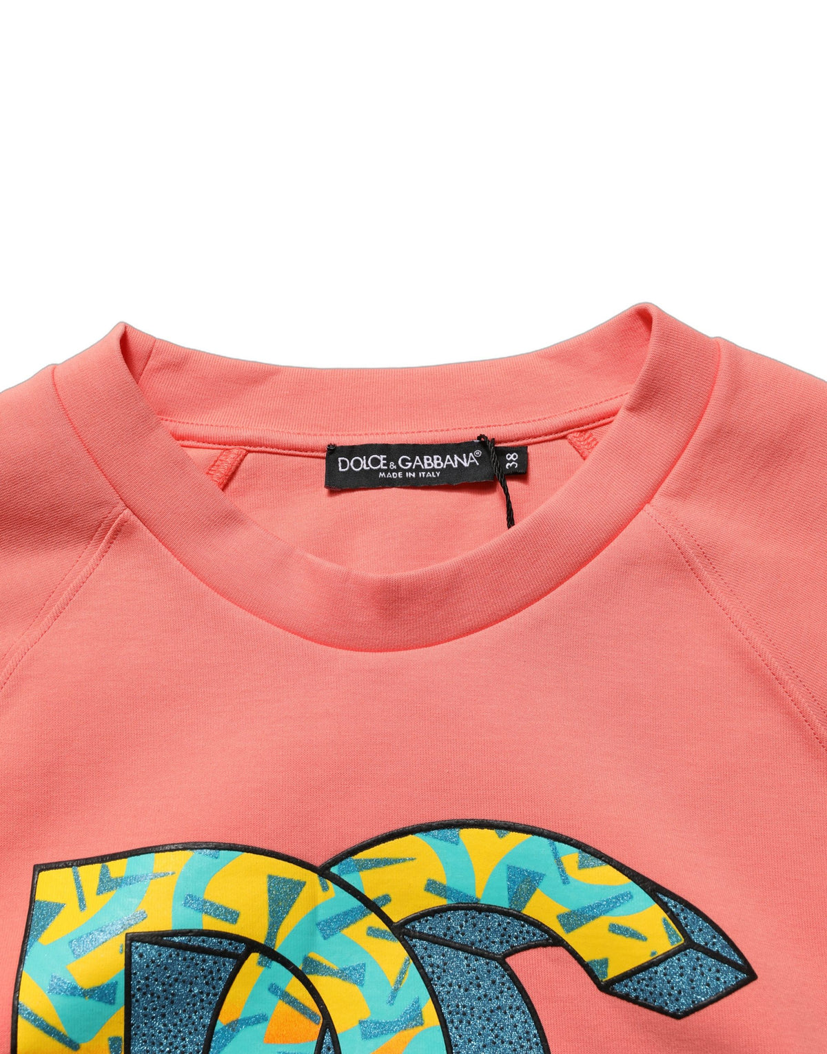 Dolce & Gabbana Pink Graphic Crew Neck Cropped Sweatshirt Women's Sweater (Pre-Owned)