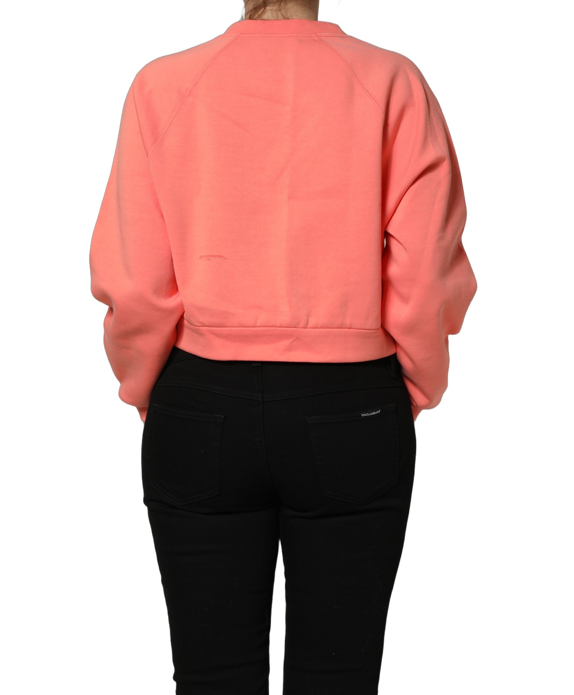 Dolce & Gabbana Pink Graphic Crew Neck Cropped Sweatshirt Women's Sweater (Pre-Owned)
