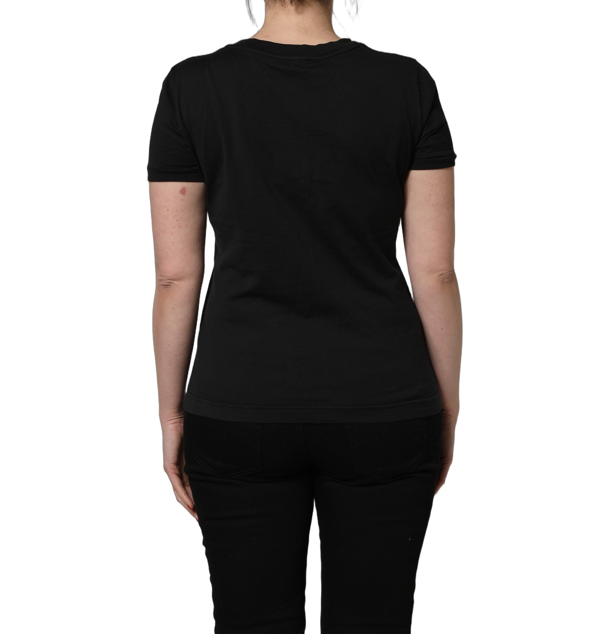 Dolce & Gabbana Black Cotton Short-Sleeve Crew Neck Women's T-shirt