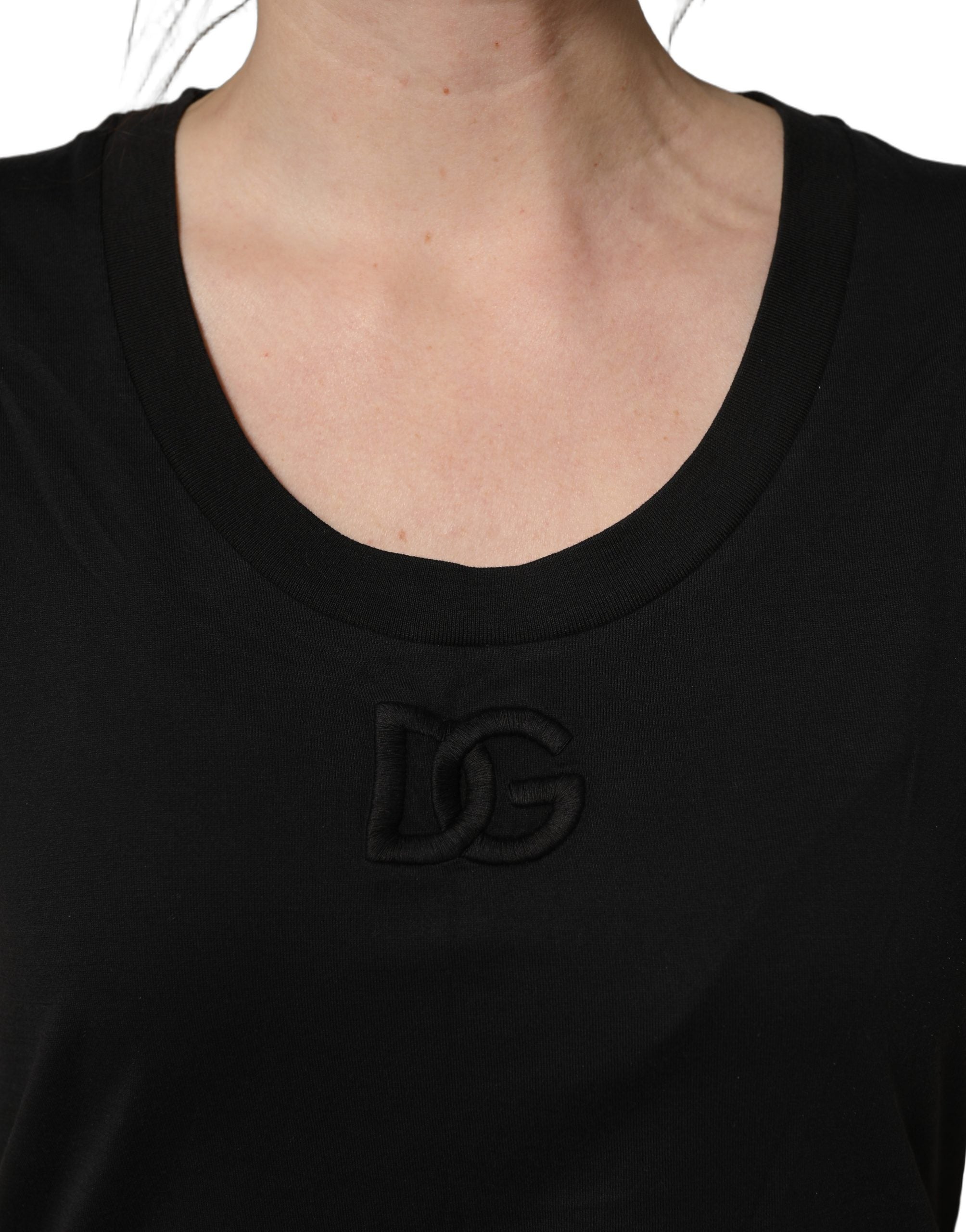 Dolce & Gabbana Black Cotton Short-Sleeve Crew Neck Women's T-shirt