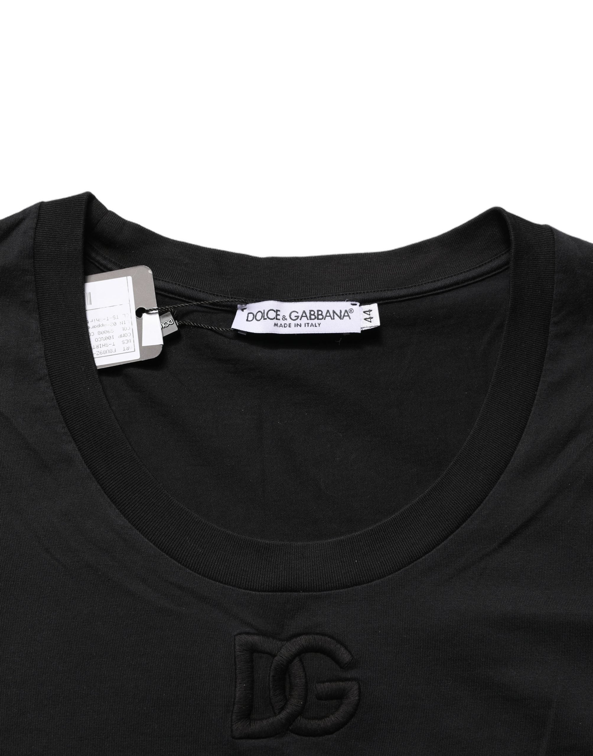 Dolce & Gabbana Black Cotton Short-Sleeve Crew Neck Women's T-shirt