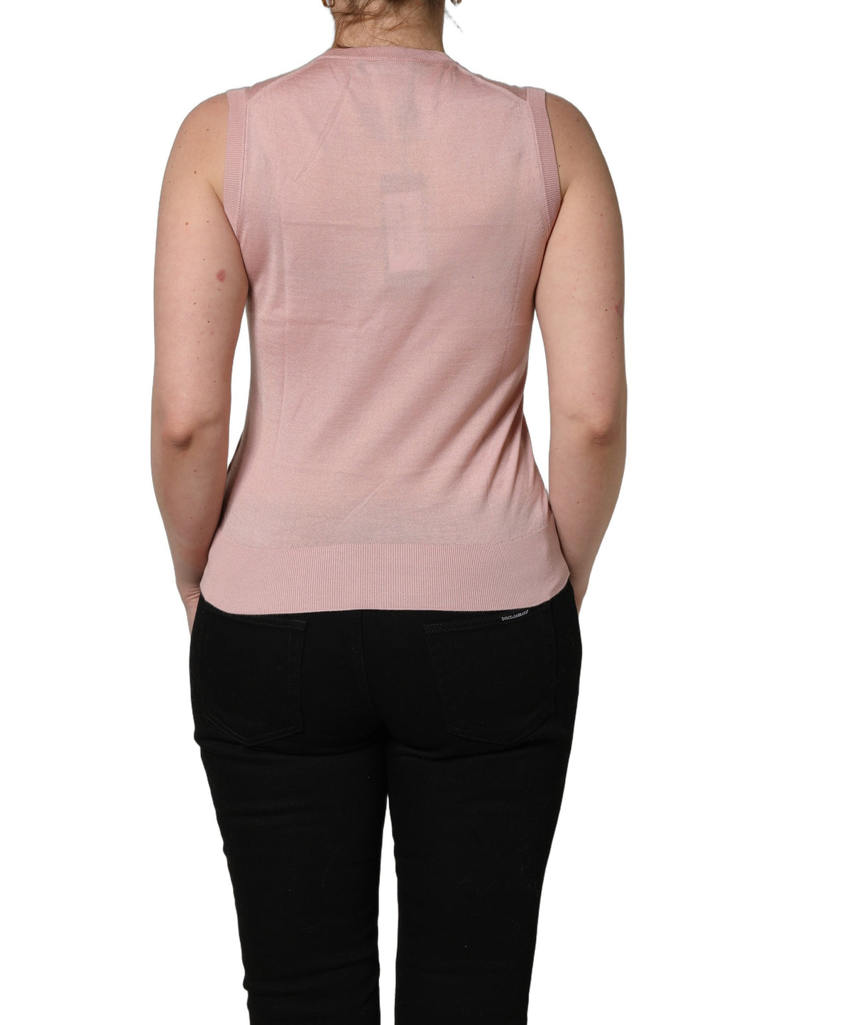Dolce & Gabbana Pink Sleeveless Cashmere Knitted Tank Women's Top