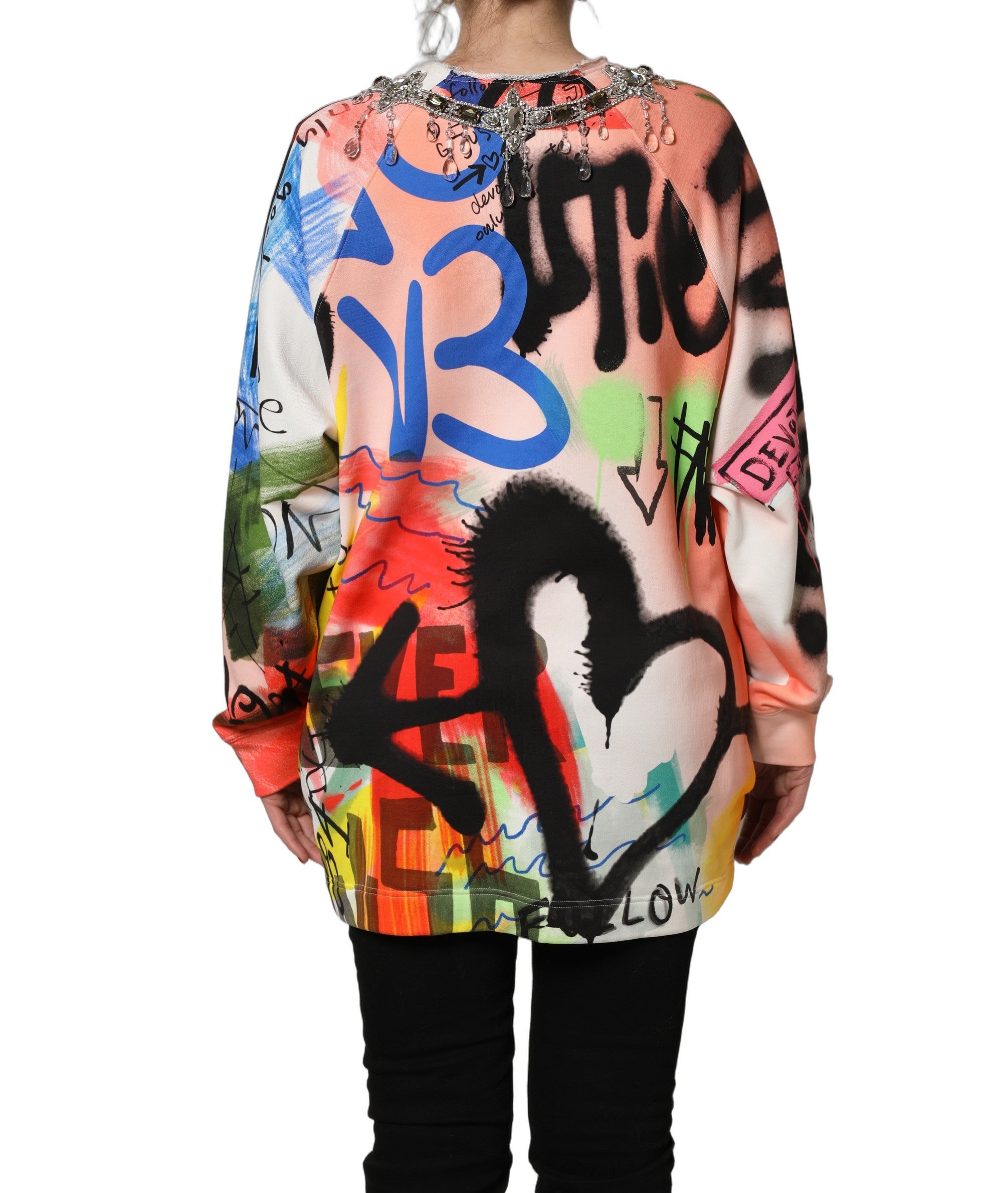 Dolce & Gabbana Multicolor Embellished Graffiti Women's Sweatshirt