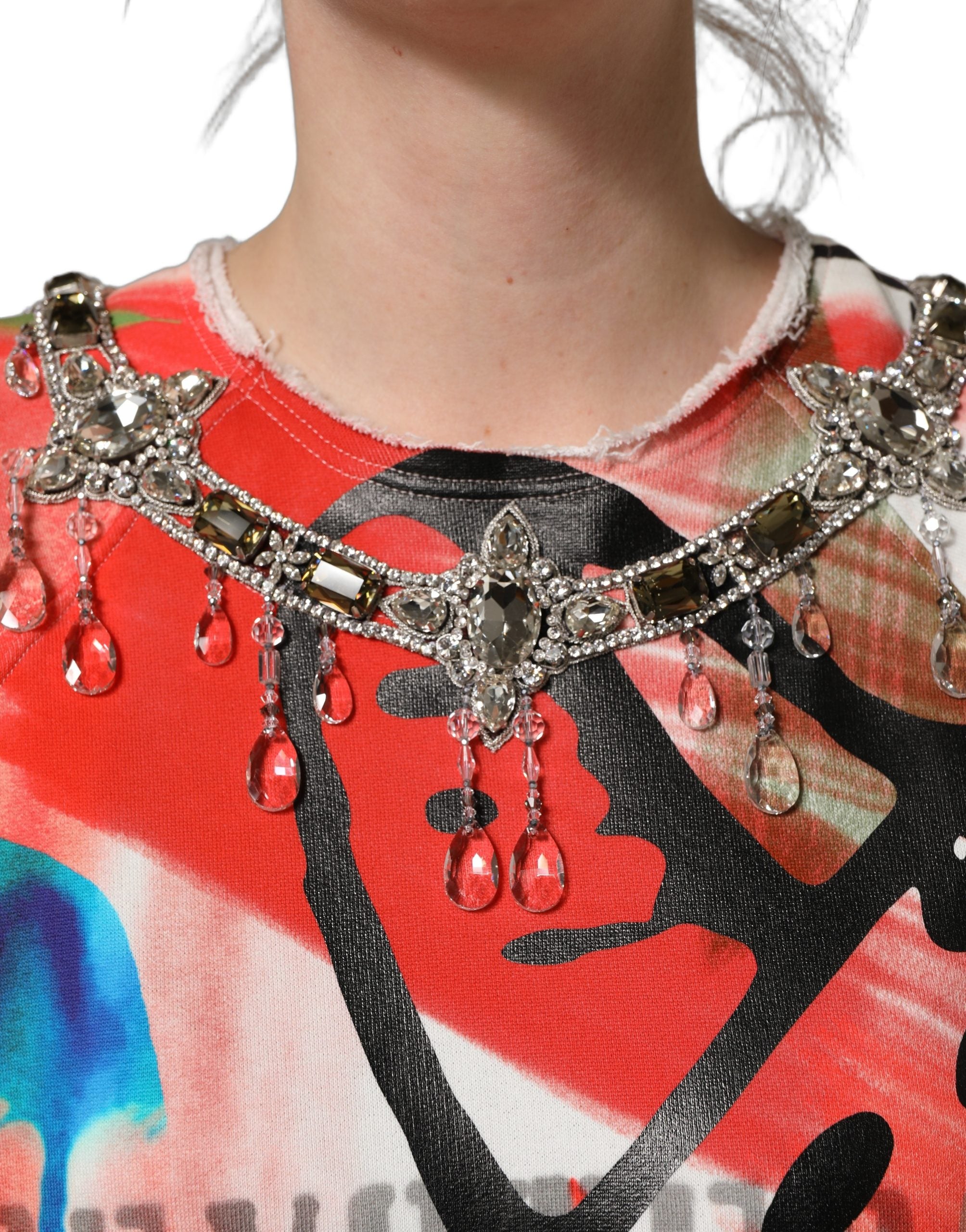 Dolce & Gabbana Multicolor Embellished Graffiti Women's Sweatshirt