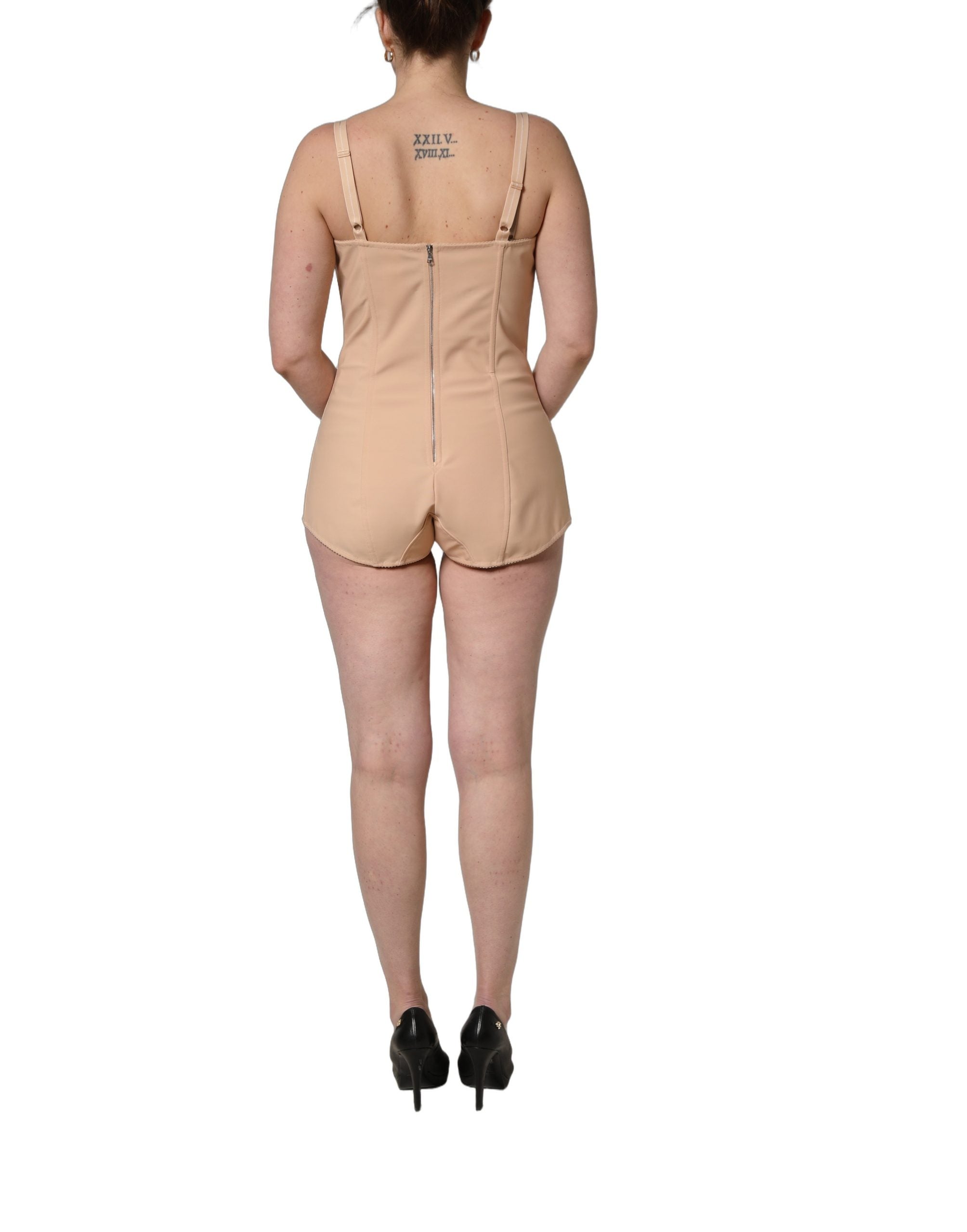 Dolce & Gabbana Nude Nylon Full Body Shaper Bodysuit Women's Top