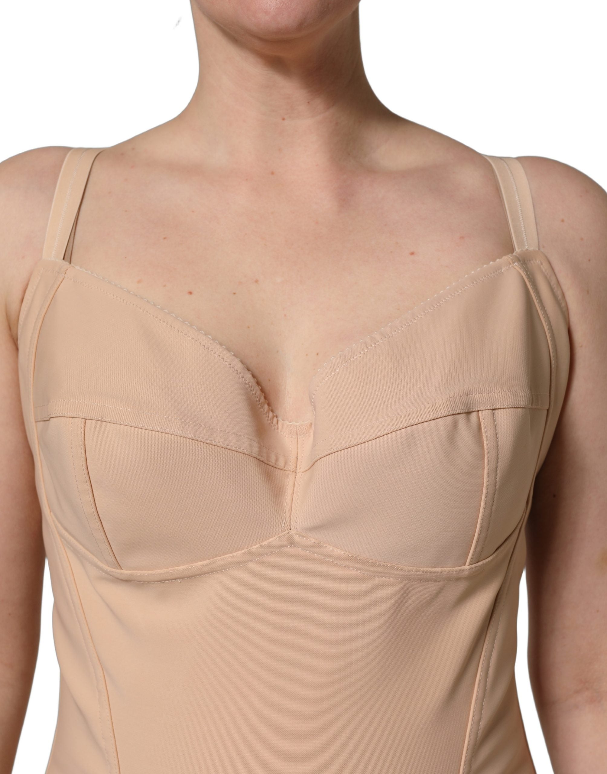 Dolce & Gabbana Nude Nylon Full Body Shaper Bodysuit Women's Top