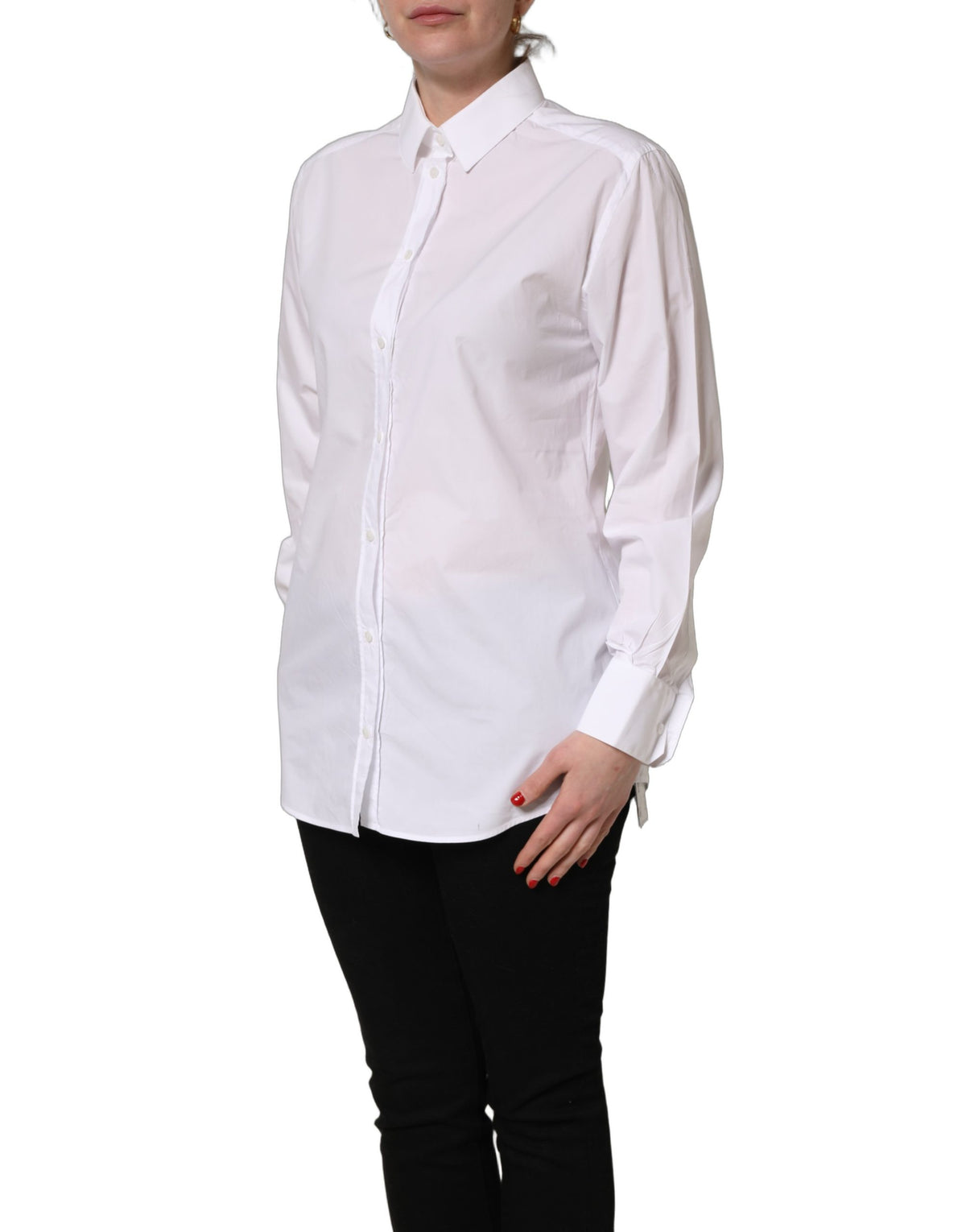 Dolce & Gabbana White Cotton Long Sleeve Button-Up Shirt Women's Top