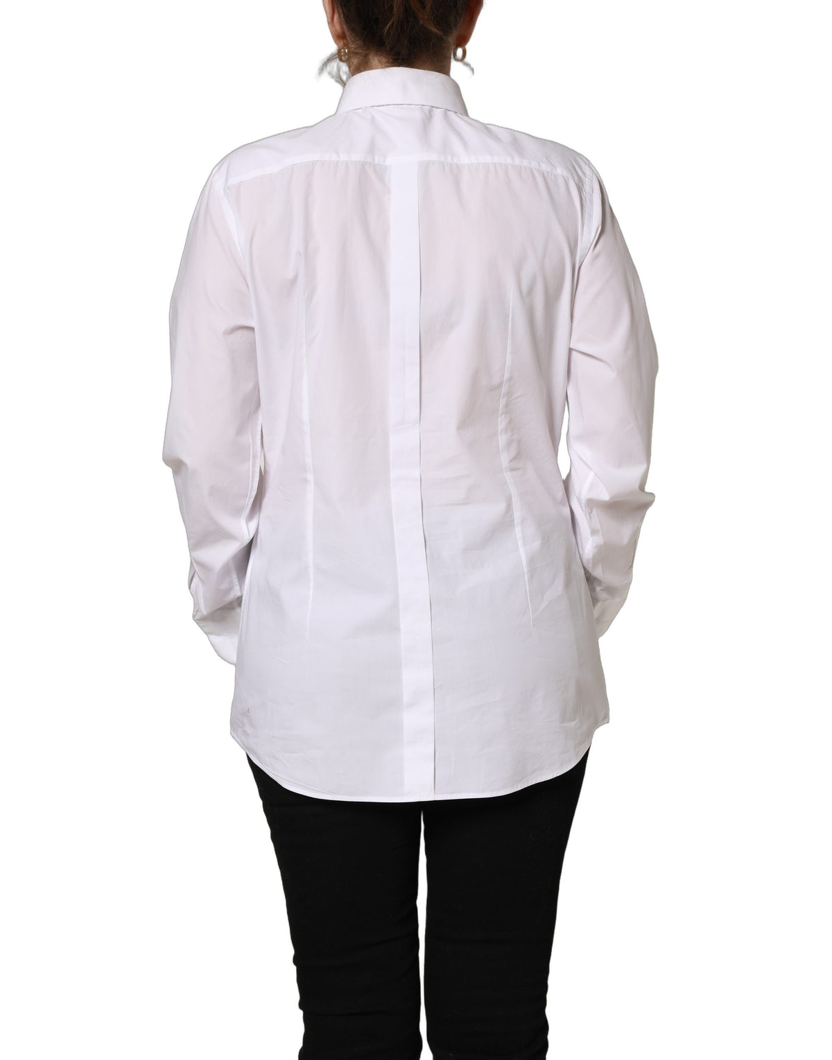 Dolce & Gabbana White Cotton Long Sleeve Button-Up Shirt Women's Top