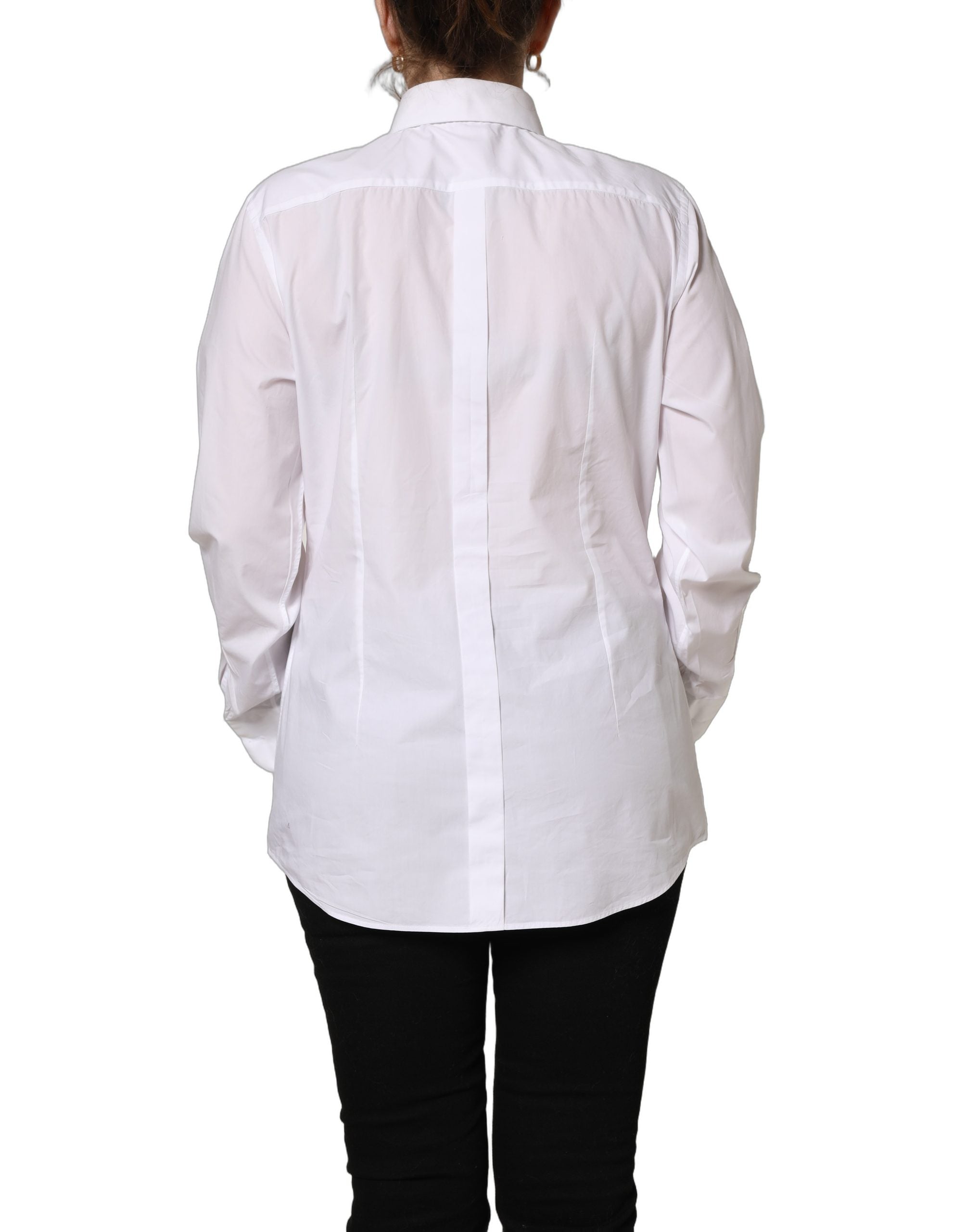 Dolce & Gabbana White Cotton Long Sleeve Button-Up Shirt Women's Top