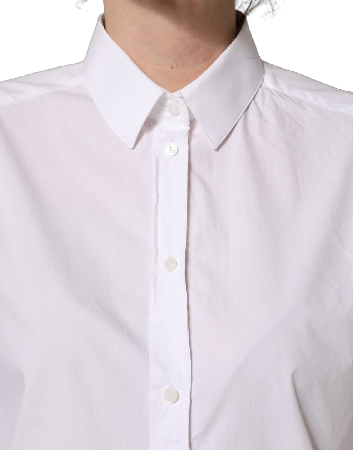 Dolce & Gabbana White Cotton Long Sleeve Button-Up Shirt Women's Top