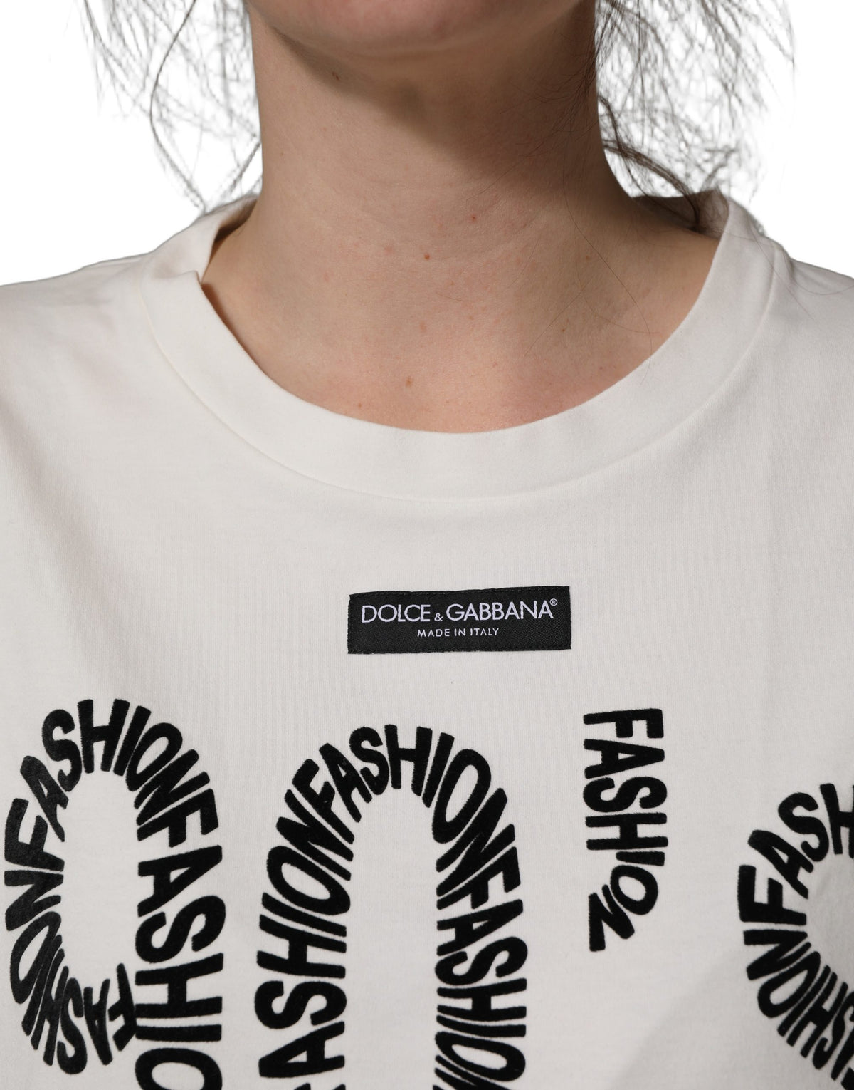 Dolce & Gabbana White Cotton Graphic Sleeveless Tank Women's Top
