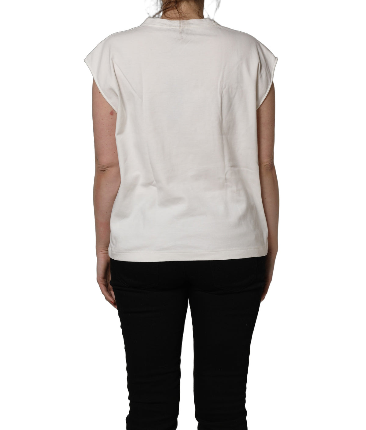 Dolce & Gabbana White Cotton Graphic Sleeveless Tank Women's Top