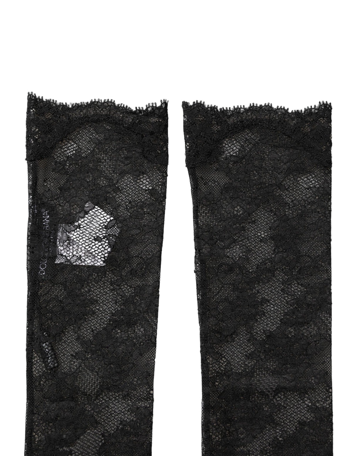 Dolce & Gabbana Black Floral Lace Nylon Stretch Knee Women's Socks