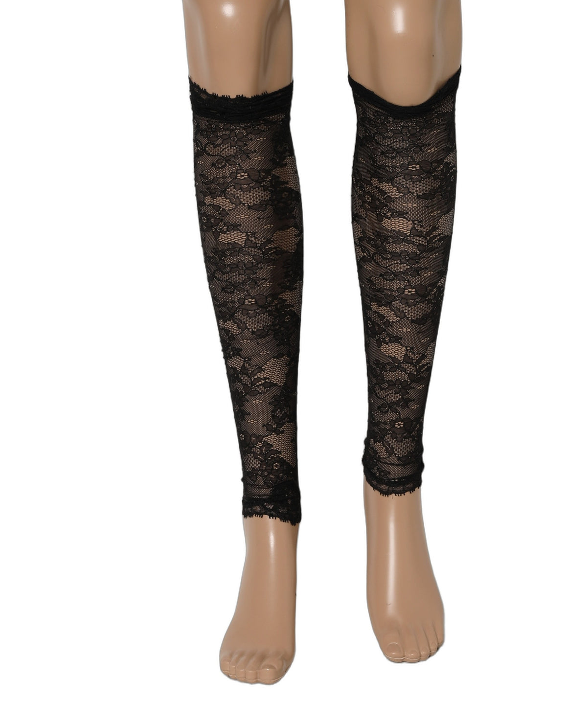 Dolce & Gabbana Black Floral Lace Nylon Stretch Knee Women's Socks