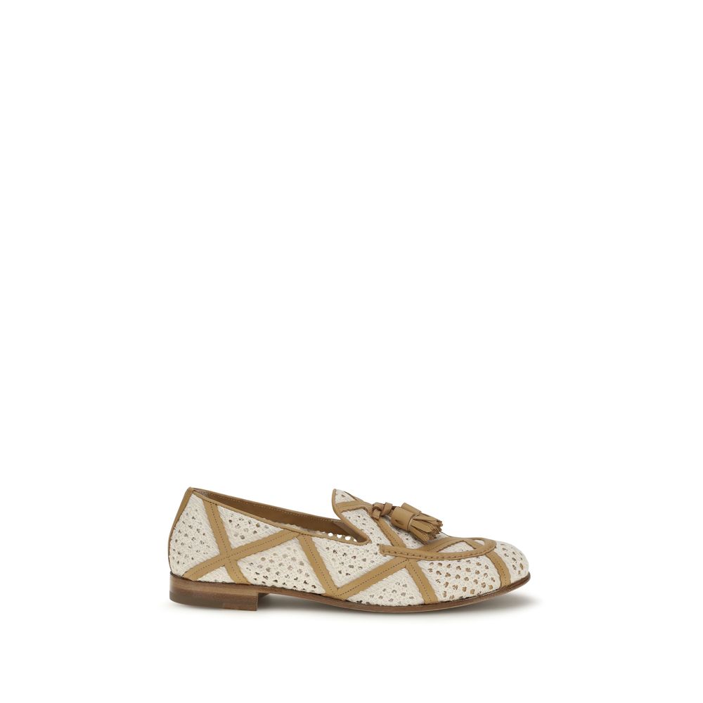 Fratelli Rossetti Beige Linen Slip-On Women's Loafers