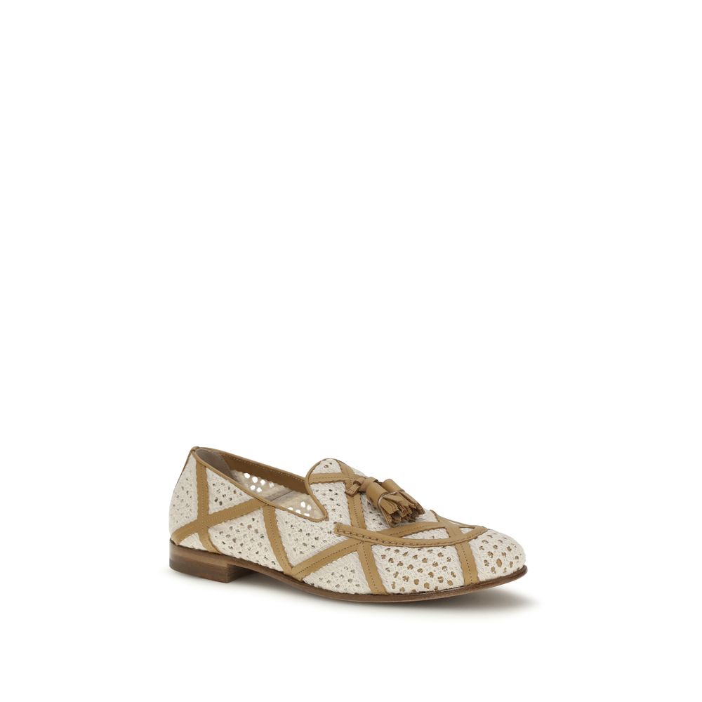Fratelli Rossetti Beige Linen Slip-On Women's Loafers