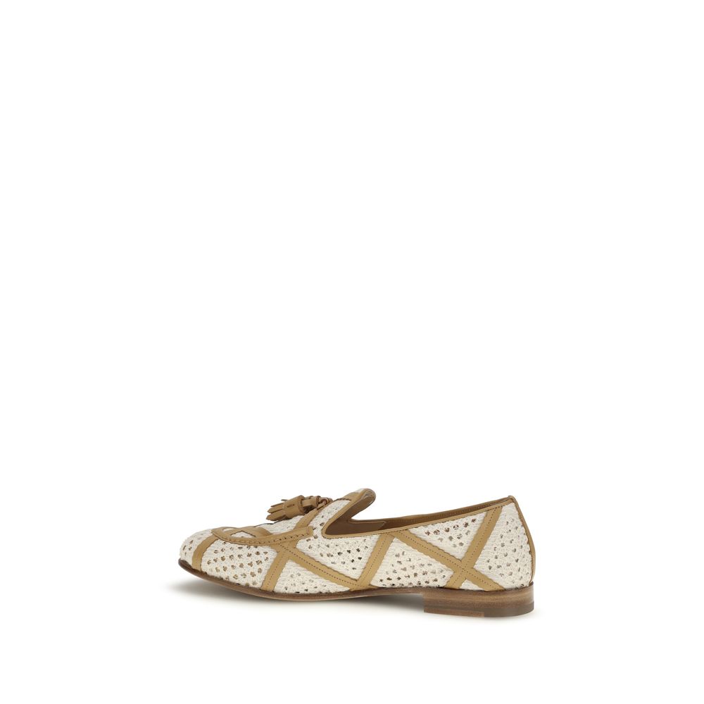 Fratelli Rossetti Beige Linen Slip-On Women's Loafers