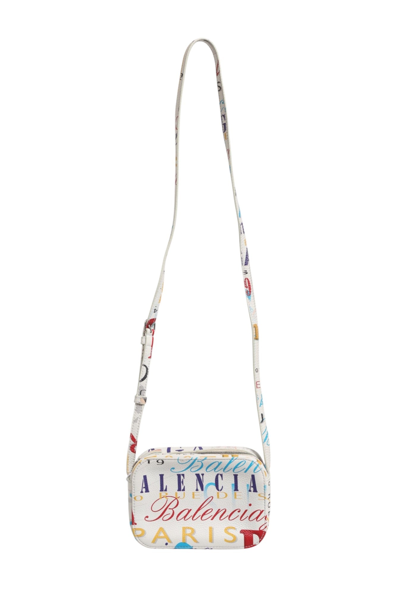 Balenciaga White Graffiti Print Leather Mini City Women's Handbag (Pre-Owned)