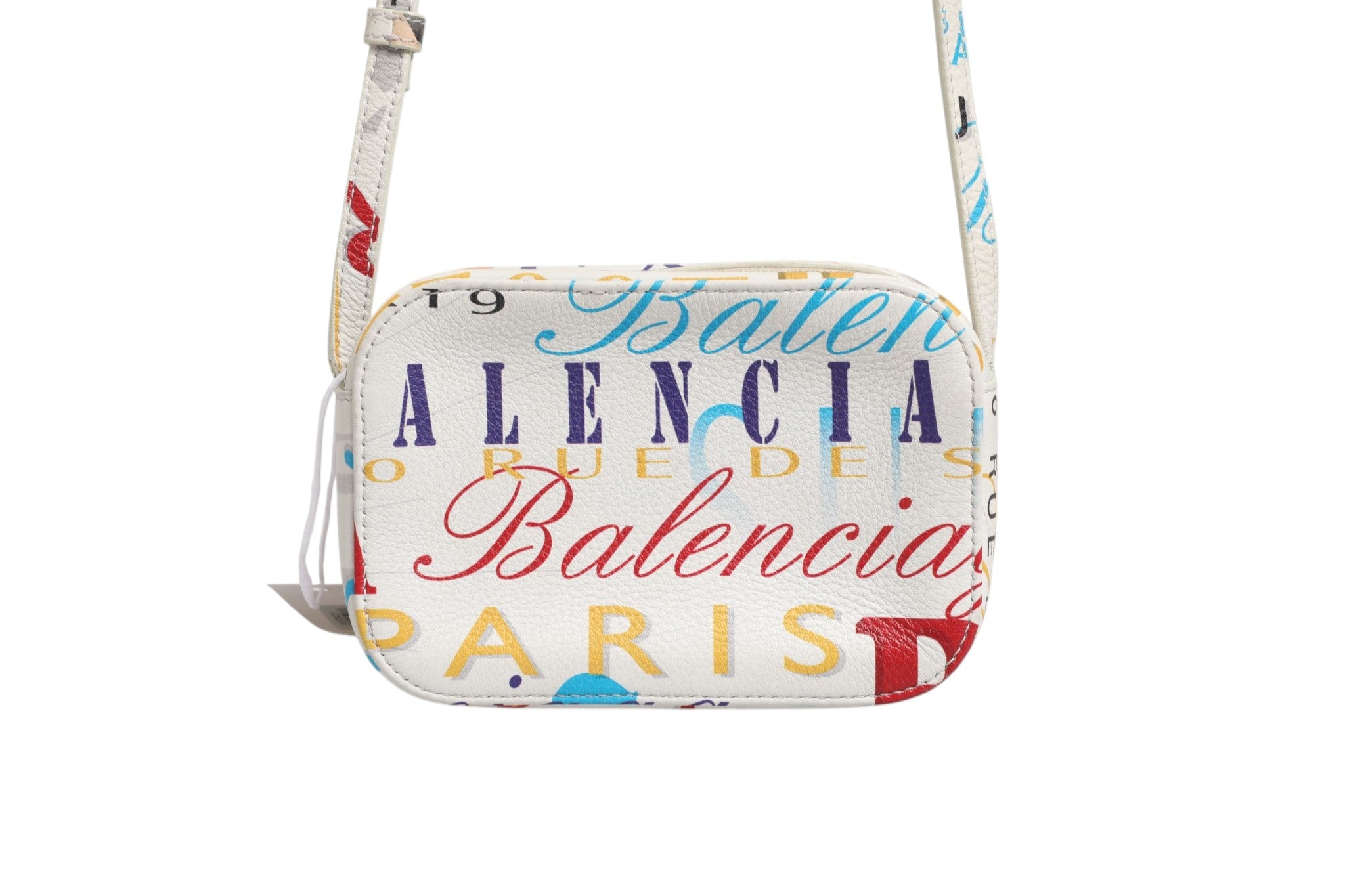 Balenciaga White Graffiti Print Leather Mini City Women's Handbag (Pre-Owned)