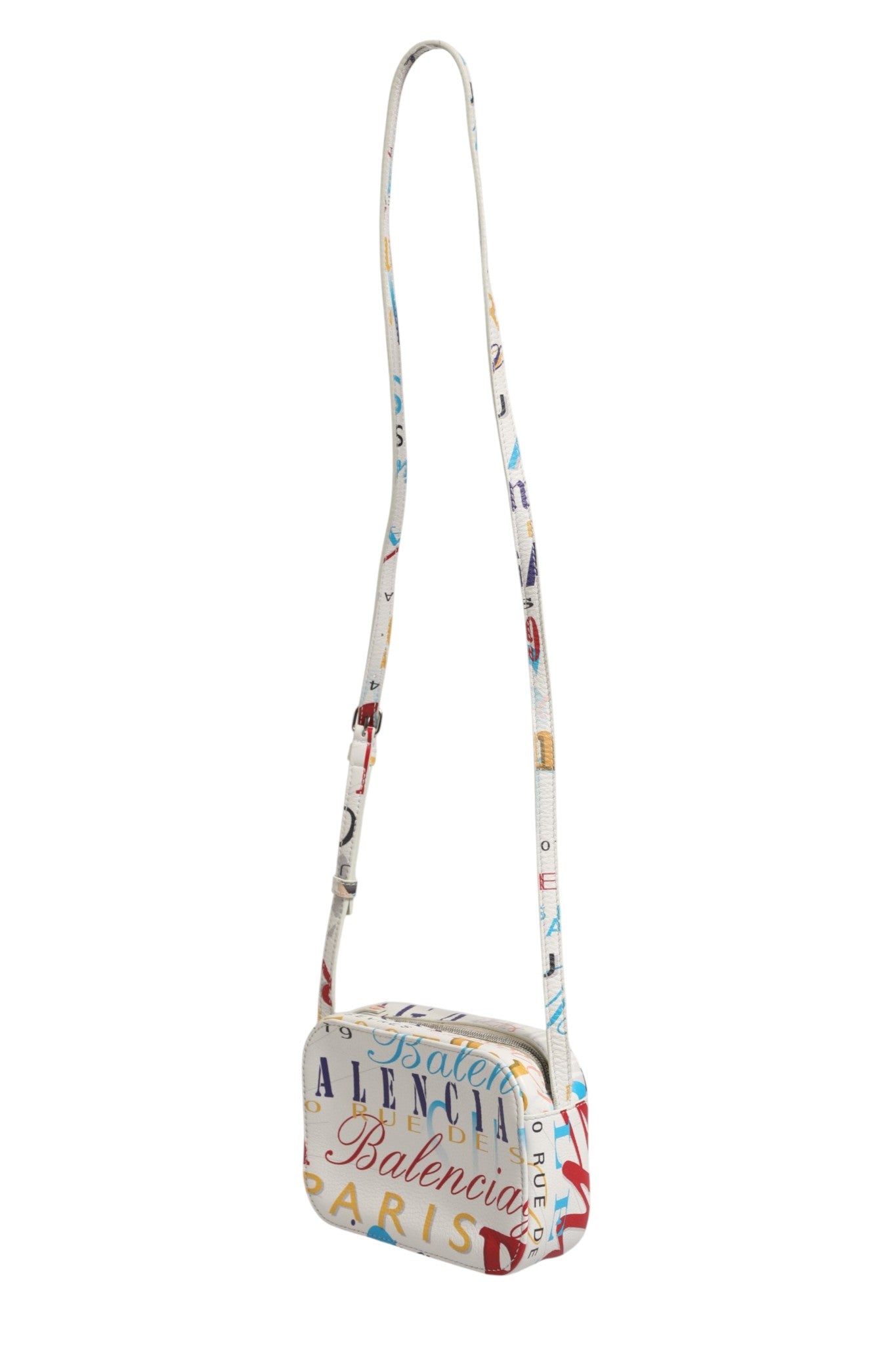 Balenciaga White Graffiti Print Leather Mini City Women's Handbag (Pre-Owned)