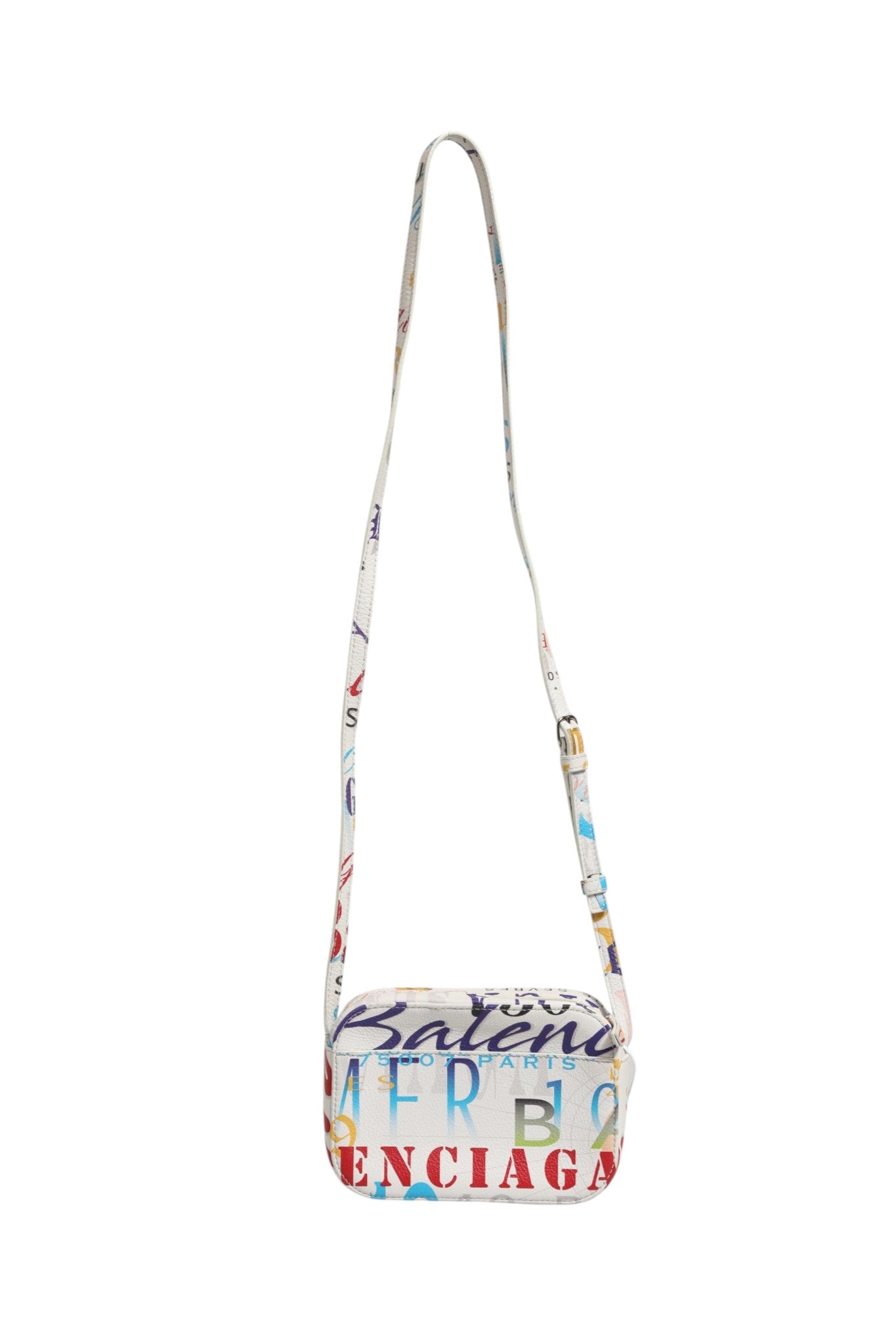 Balenciaga White Graffiti Print Leather Mini City Women's Handbag (Pre-Owned)
