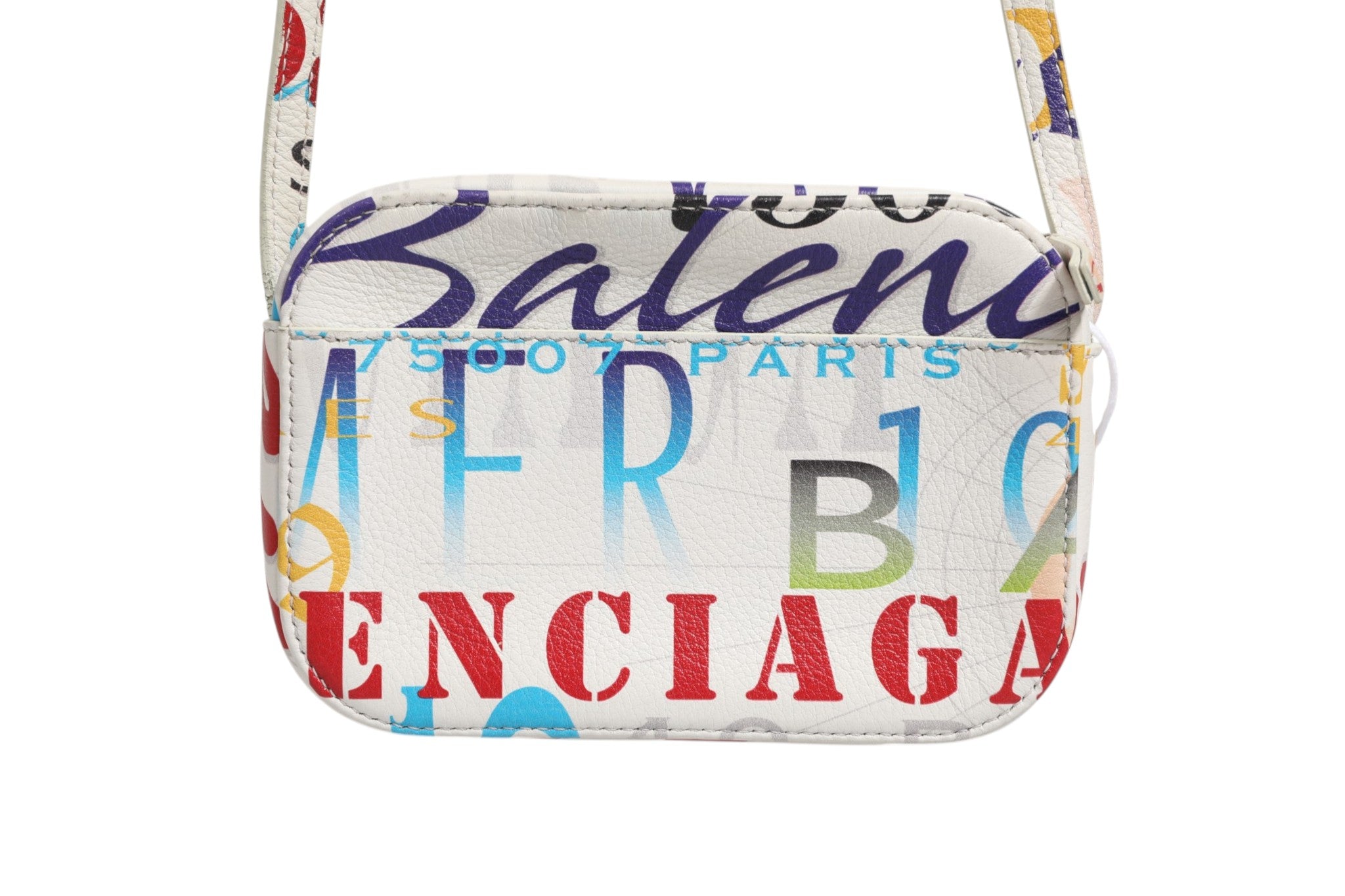 Balenciaga White Graffiti Print Leather Mini City Women's Handbag (Pre-Owned)
