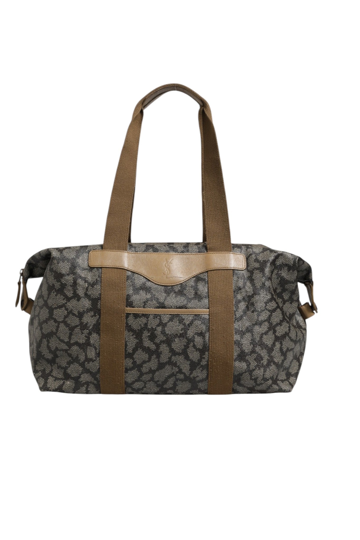 Saint Laurent Green and Brown Pattern Canvas Duffel Women's Bag (Pre-Owned)