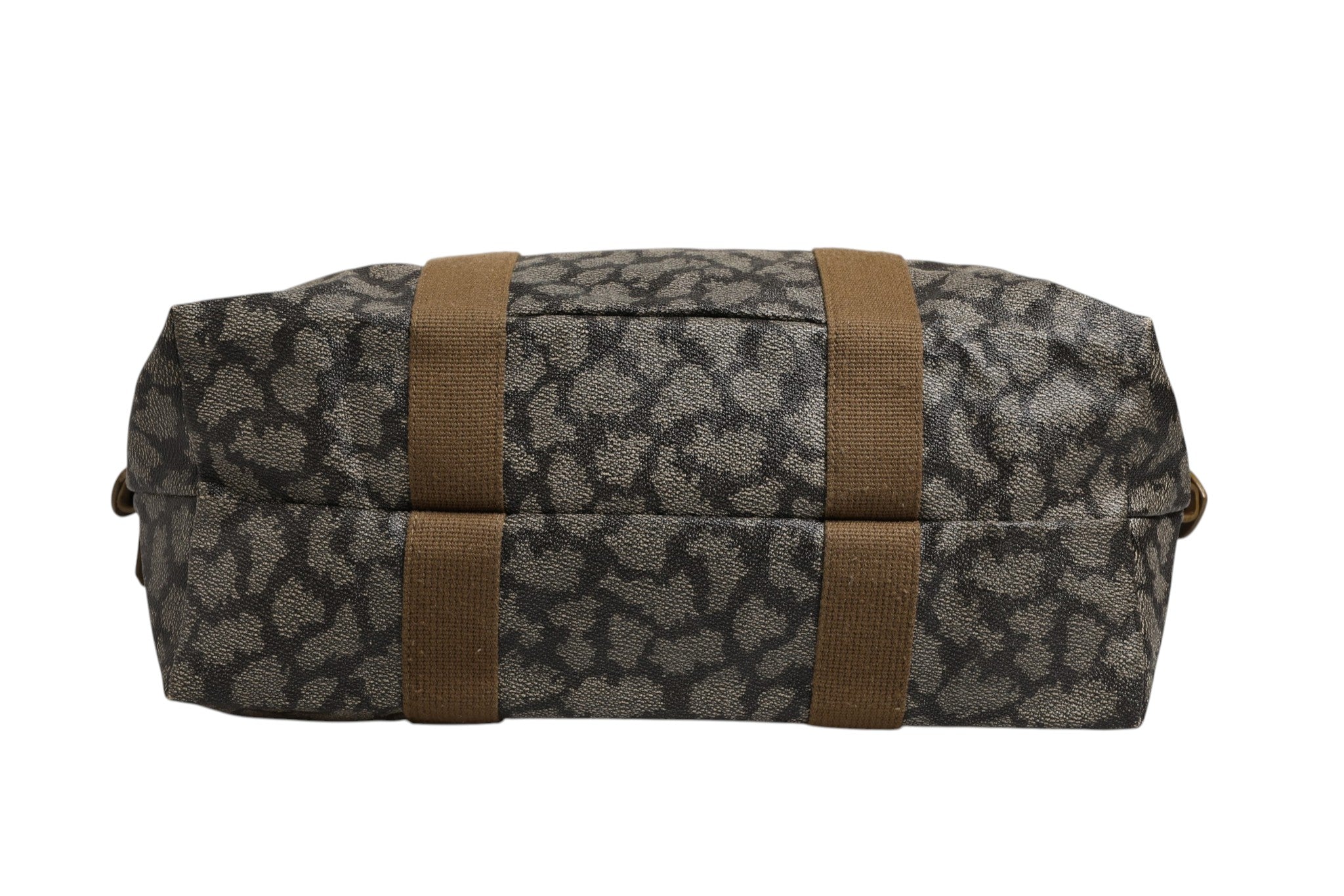 Saint Laurent Green and Brown Pattern Canvas Duffel Women's Bag (Pre-Owned)
