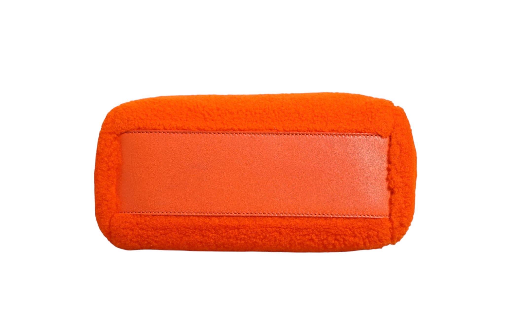 Fendi Orange Leather and Shearling Mini Peekaboo Top Handle Women's Bag (Pre-Owned)