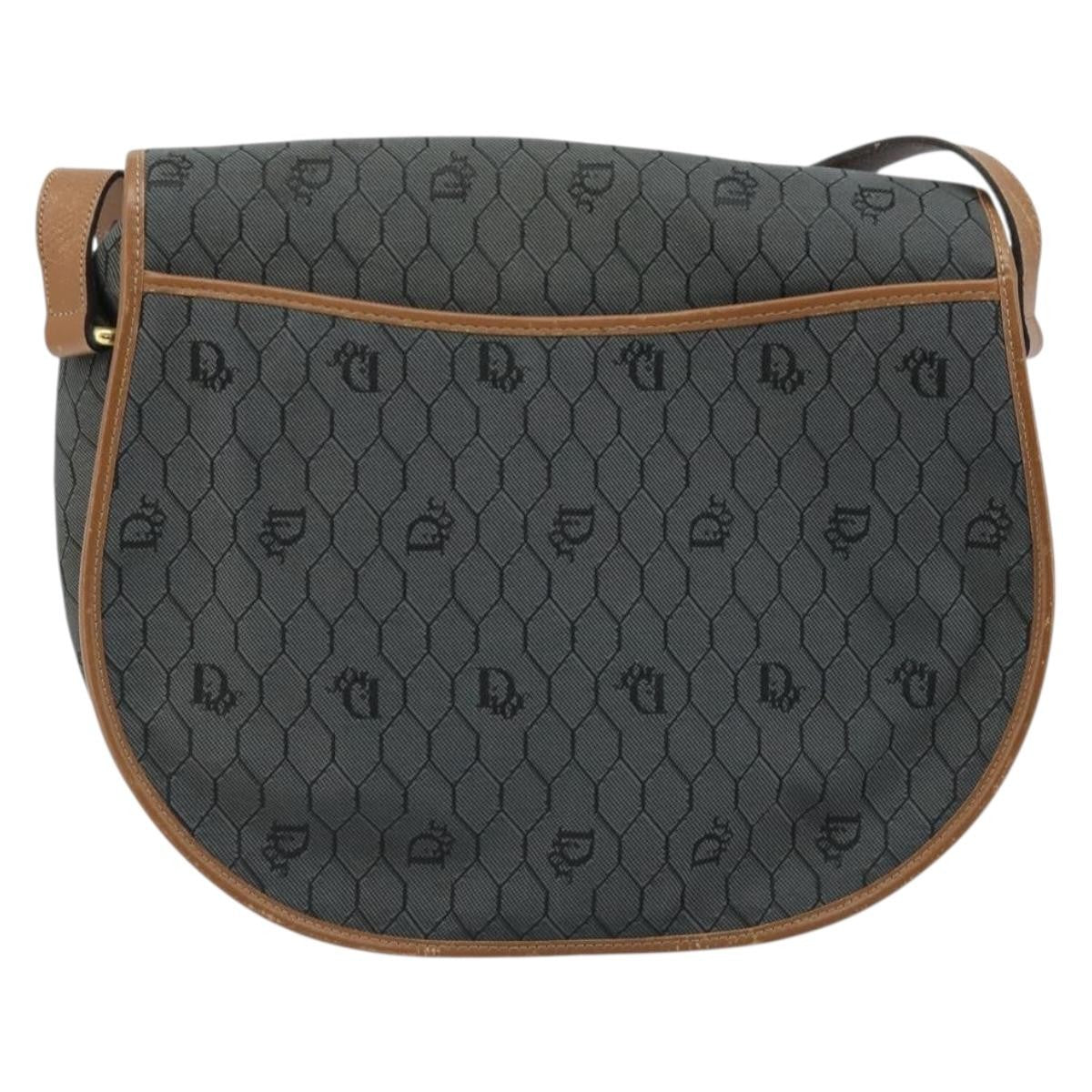 Christian Dior Vintage Honeycomb Flap Canvas And Leather Black Canvas Shoulder Bag Bag (Pre-Owned)