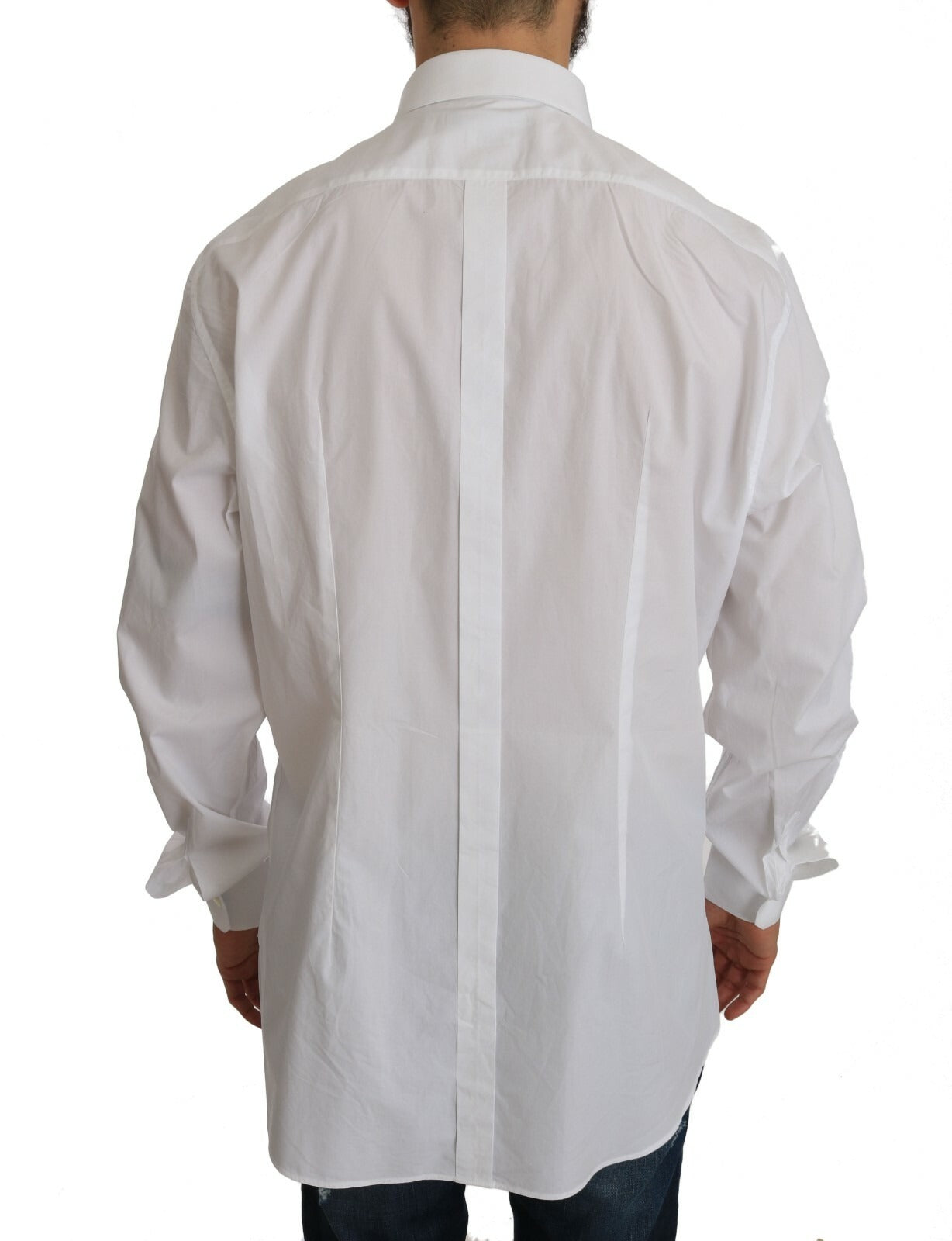 Dolce & Gabbana White 100% Cotton GOLD Slim Dress Men's Shirt