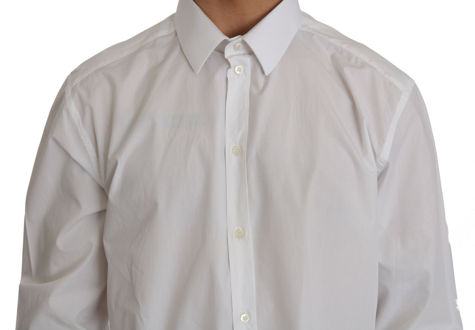 Dolce & Gabbana White 100% Cotton GOLD Slim Dress Men's Shirt
