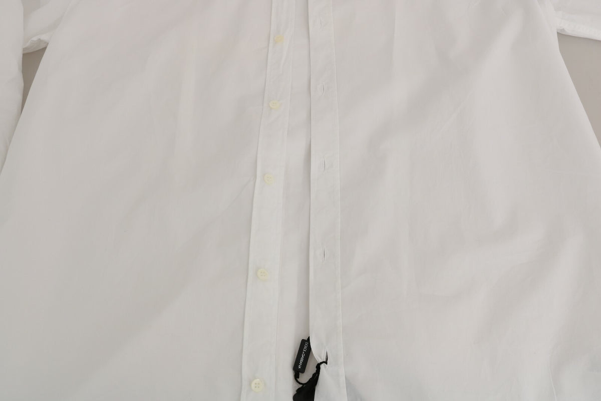Dolce & Gabbana White 100% Cotton GOLD Slim Dress Men's Shirt