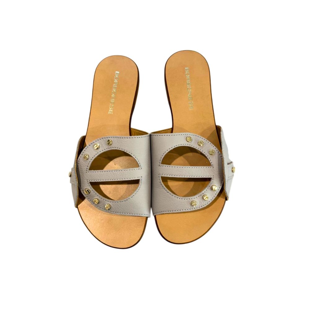 Borbonese Grey Leather Women Women's Sandal