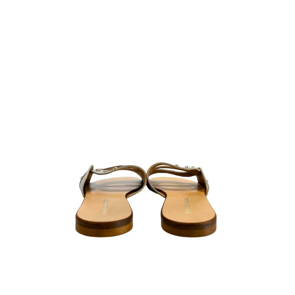 Borbonese Grey Leather Women Women's Sandal
