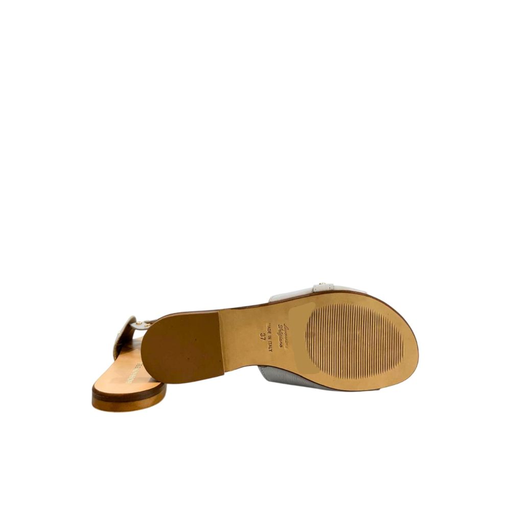 Borbonese Grey Leather Women Women's Sandal
