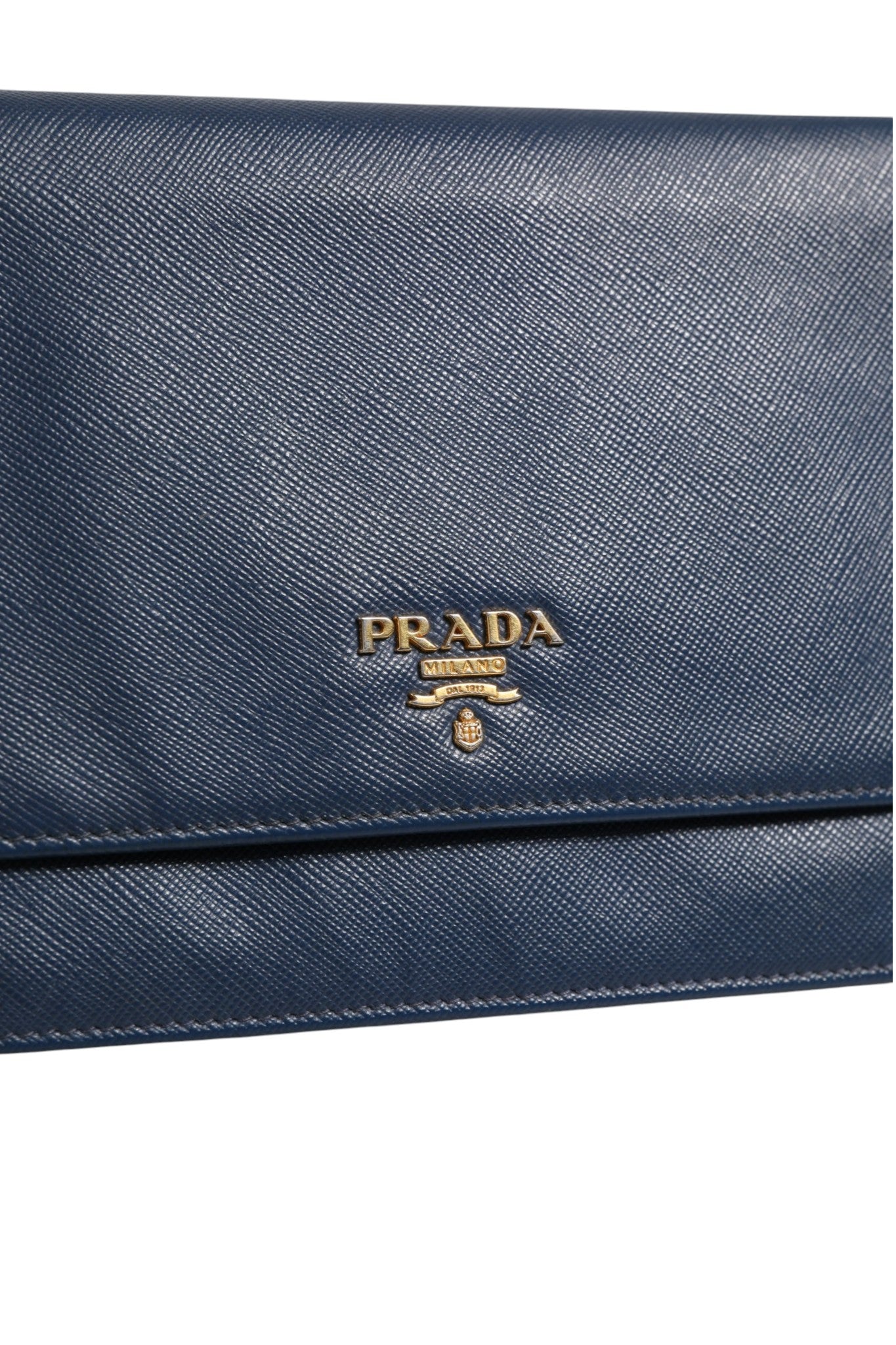 Prada Blue Saffiano Leather Wallet on Chain Clutch Women's Bag (Pre-Owned)