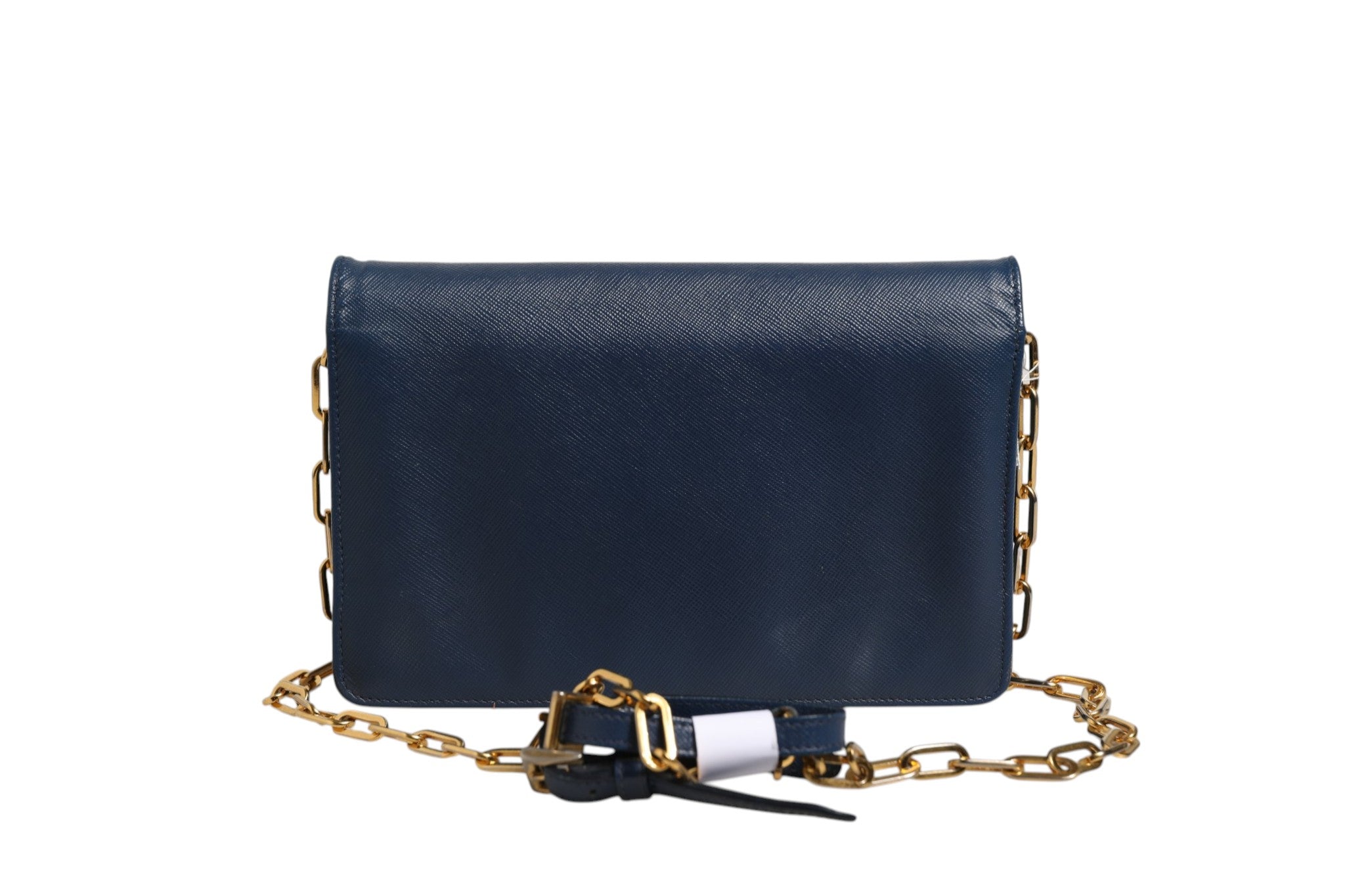 Prada Blue Saffiano Leather Wallet on Chain Clutch Women's Bag (Pre-Owned)