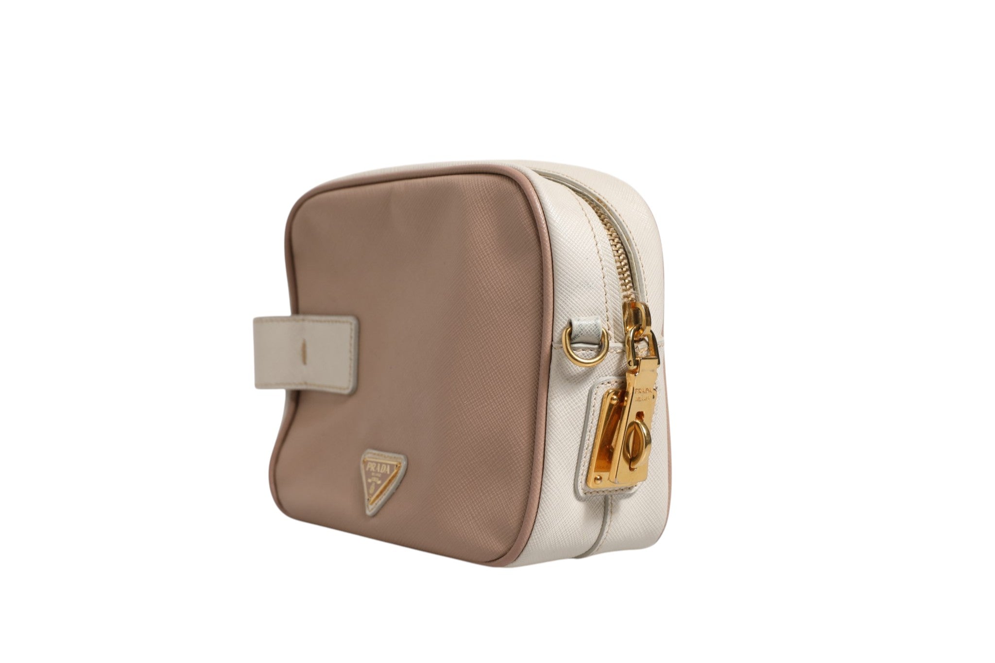 Prada Clay Gray Small Leather Shoulder Women's Bag (Pre-Owned)