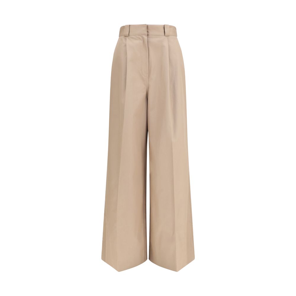 Balenciaga Beige Cotton Flared Women's Pants