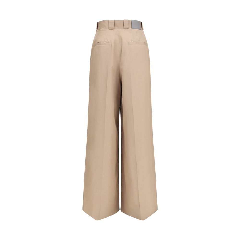 Balenciaga Beige Cotton Flared Women's Pants