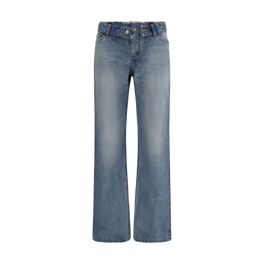 Alexander McQueen Blue Cotton Straight-Leg Women's Jeans
