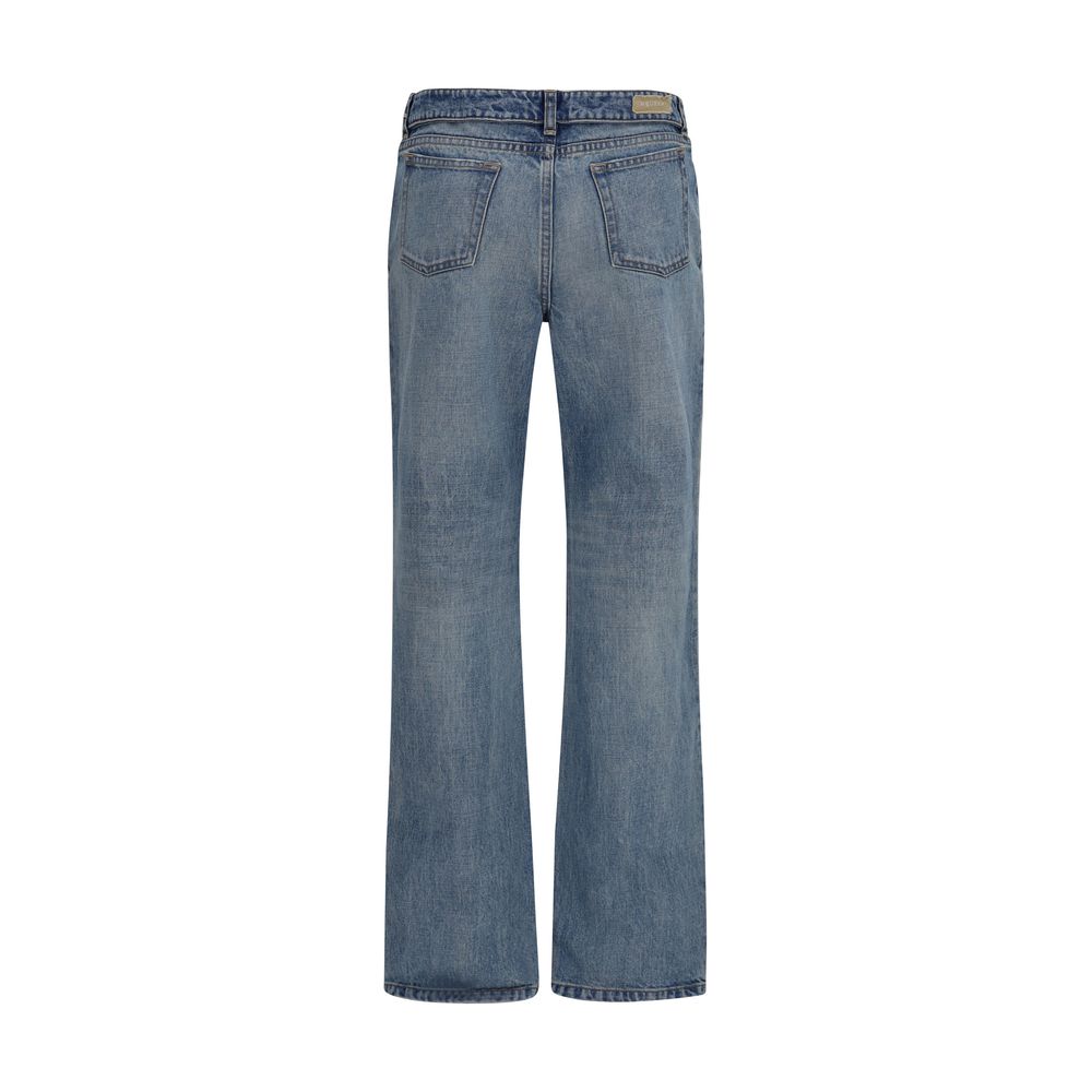 Alexander McQueen Blue Cotton Straight-Leg Women's Jeans