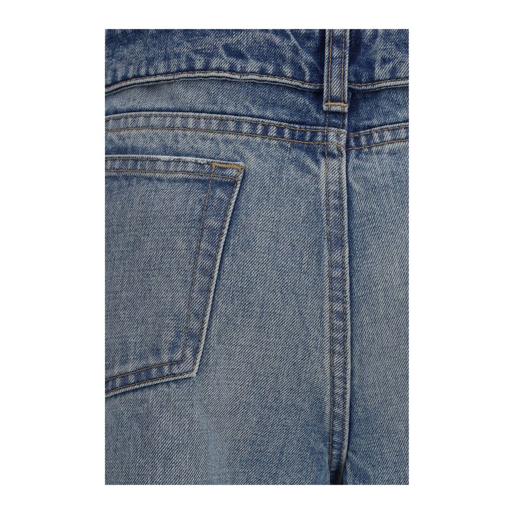 Alexander McQueen Blue Cotton Straight-Leg Women's Jeans