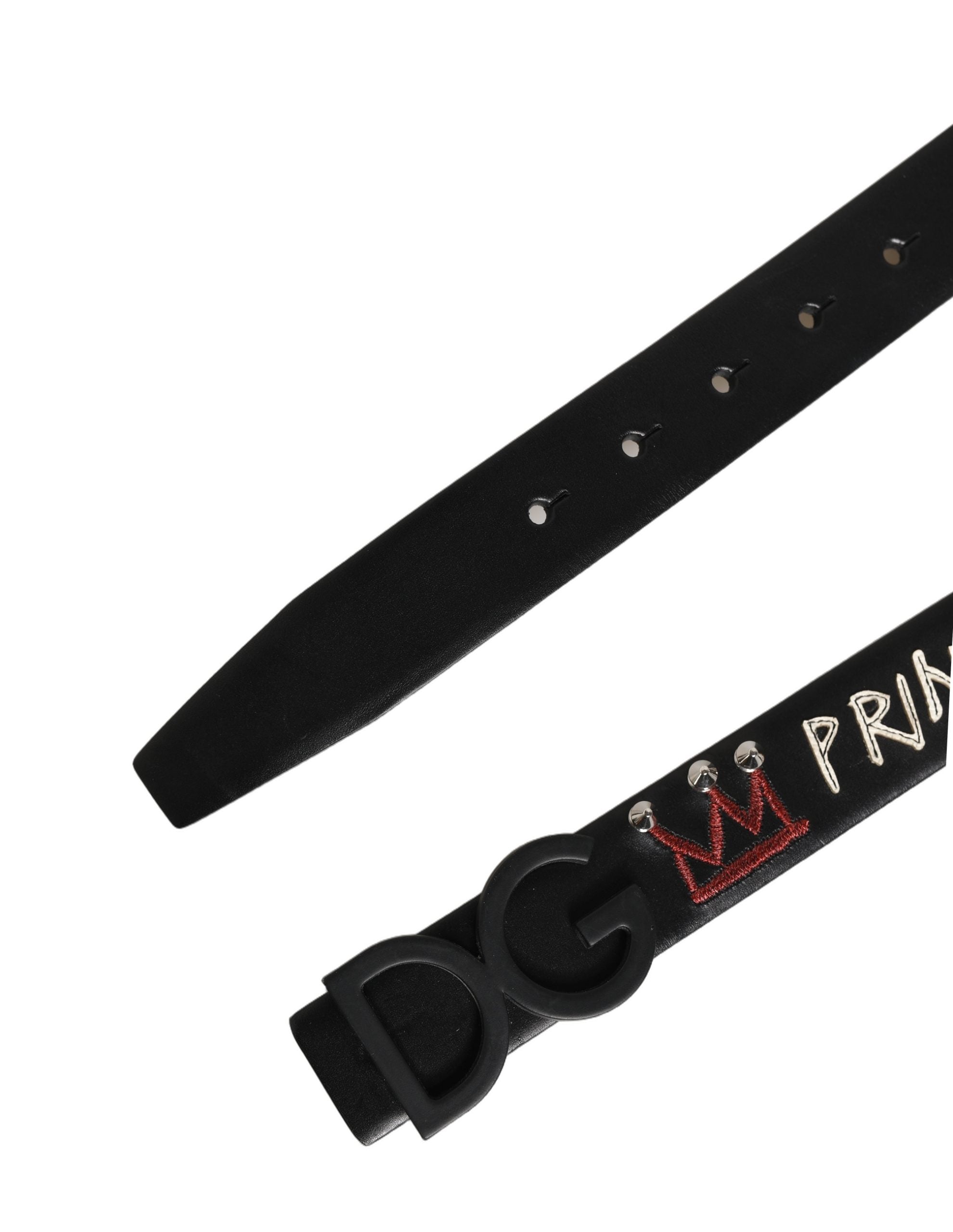 Dolce & Gabbana Black Leather Prince Crown Logo Buckle Men's Belt