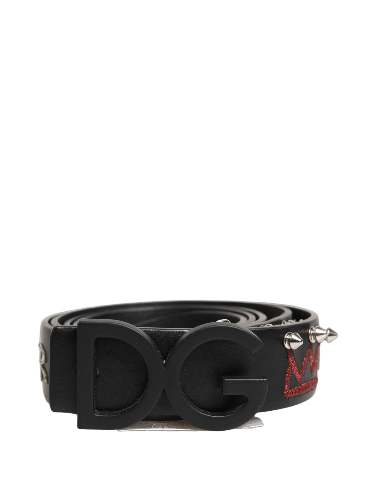 Dolce & Gabbana Black Leather Prince Crown Logo Buckle Men's Belt