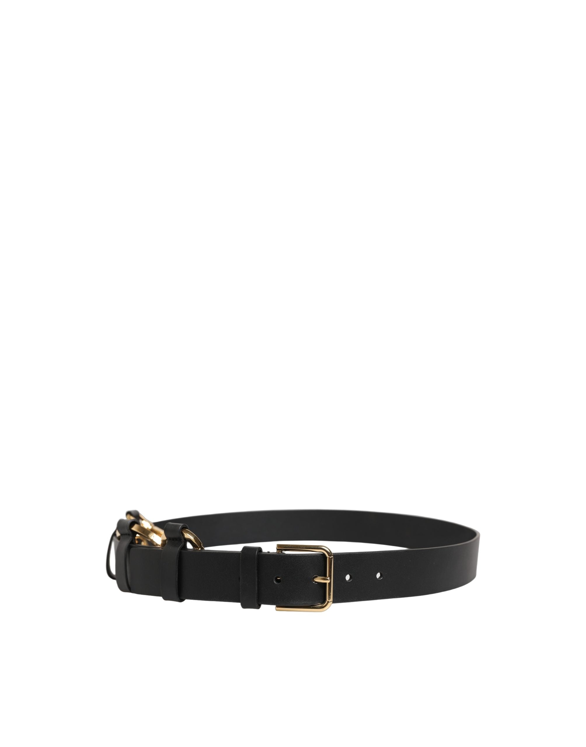 Dolce & Gabbana Black Calf Leather Gold Metal Buckle Men Men's Belt