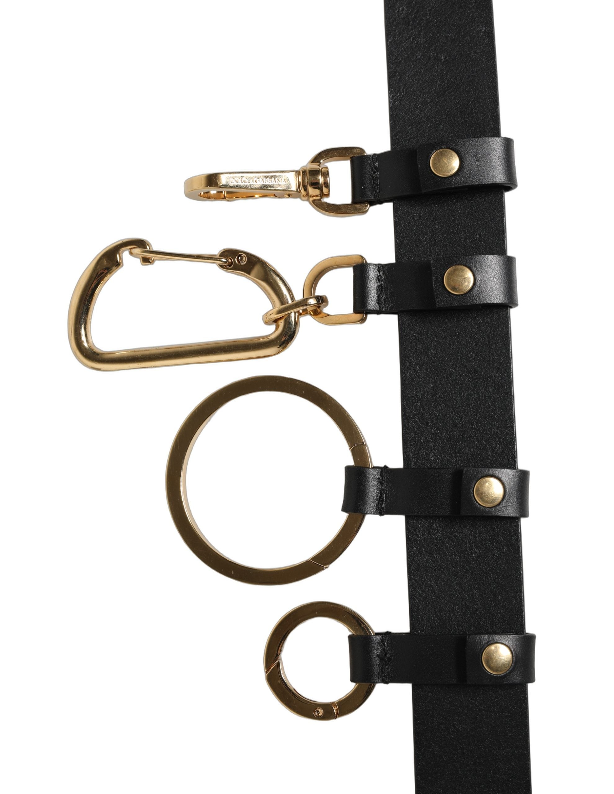 Dolce & Gabbana Black Calf Leather Gold Metal Buckle Men Men's Belt